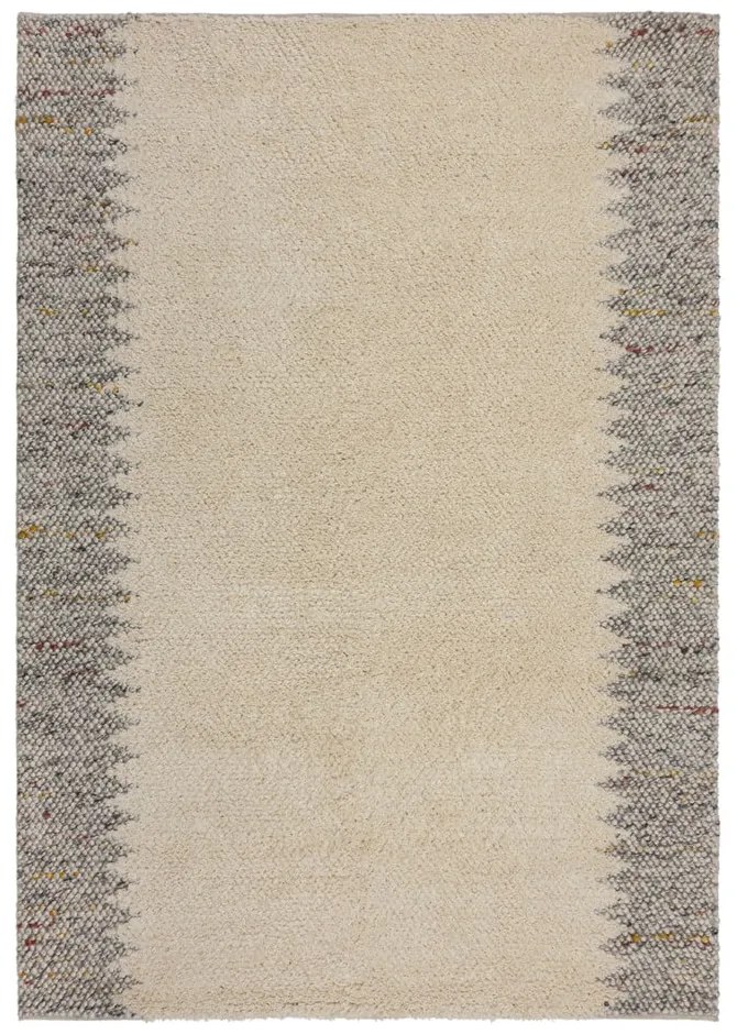 Covor gri/crem țesut manual din amestesc de lână 120x170 cm Minerals Border – Flair Rugs