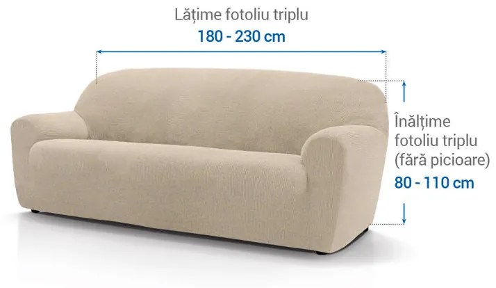 Huse super elastice HARMONIA smântânii fotoliu triplu (l. 180 - 230 cm)