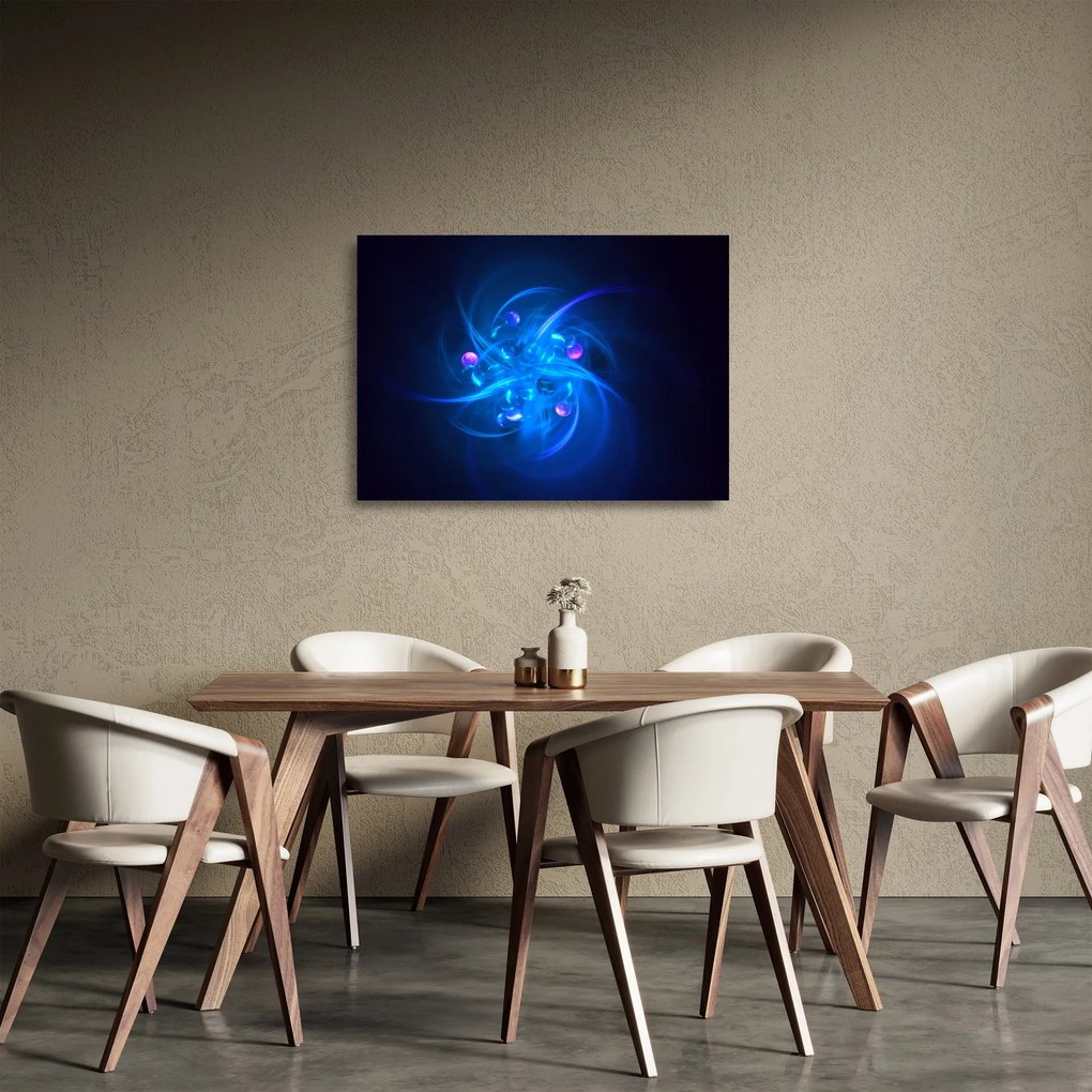 Tablou pe sticlă modern cu abstracțiune albastră (70x50 cm)