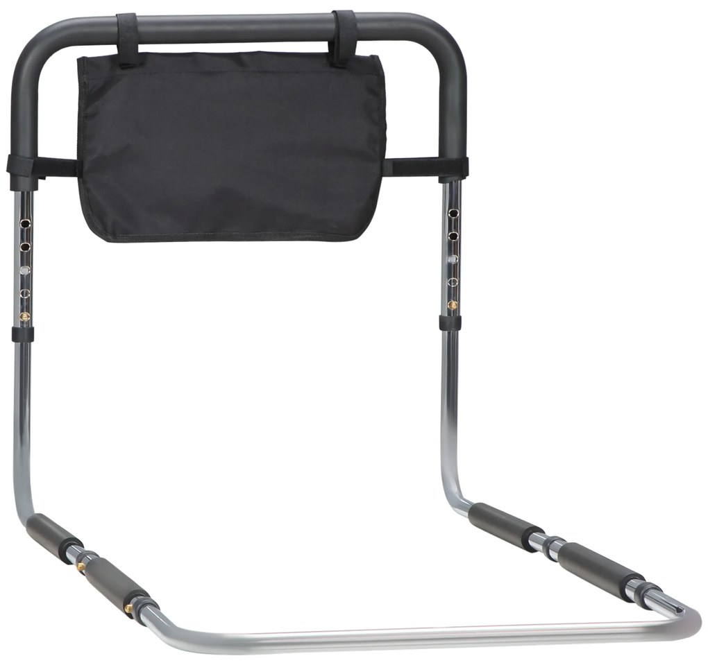 Maner pentru pat cu latime si inaltime reglabile, suport pentru pat din otel cu maner moale 87 x 51,5cm argintiu HOMCOM | Aosom RO