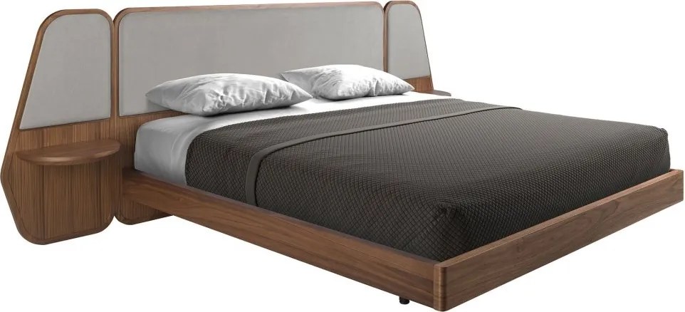 Pat dublu tapitat design LUX Grey-Walnut, 180x200cm