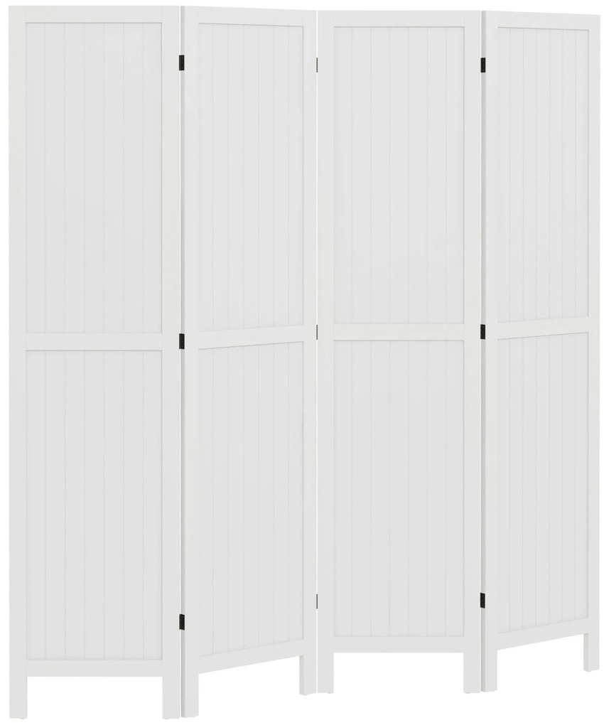 HOMCOM Paravan din lemn, separator de cameră, cloison interieur pliabil cu 4 panouri din lemn 160 x 170 cm alb | Aosom Romania