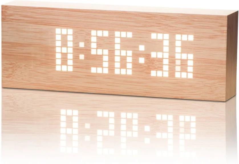 Ceas deșteptător cu LED Gingko Message Click Clock, maro - alb