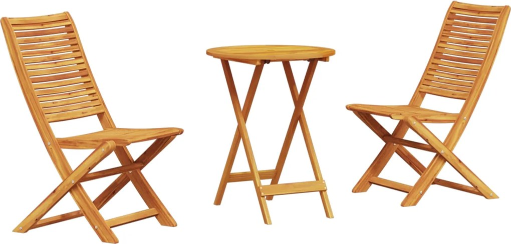 vidaXL Set Bistro Pliabil 3 pcs Maro Lemn Solid de Acacia