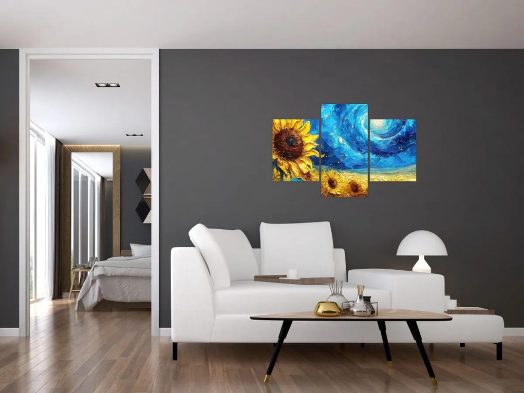 Tablou - Pictura floarea-soarelui (90x60 cm)