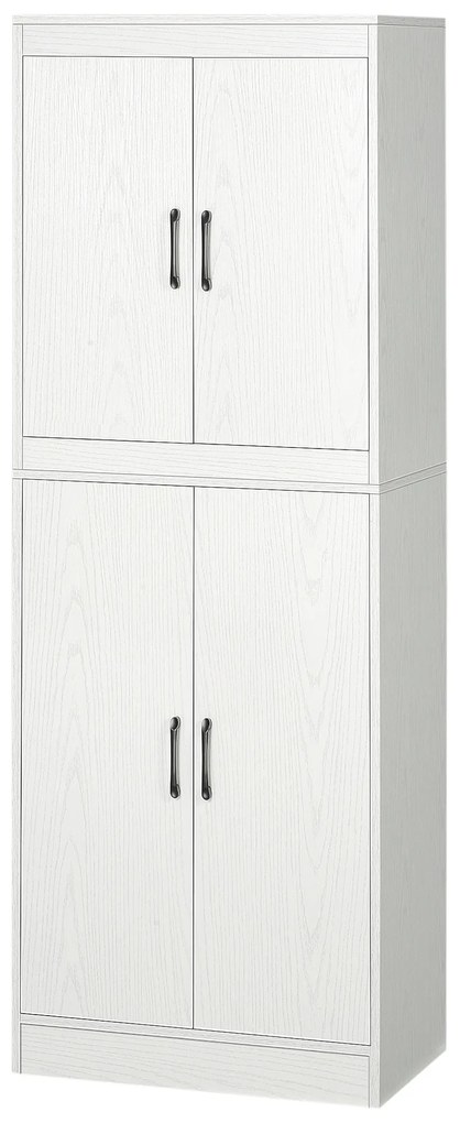 HOMCOM Dulap de bucătărie Mobilă auxiliară cu 4 uși și 5 rafturi deschise 60x36x168 cm Alb | Aosom Romania