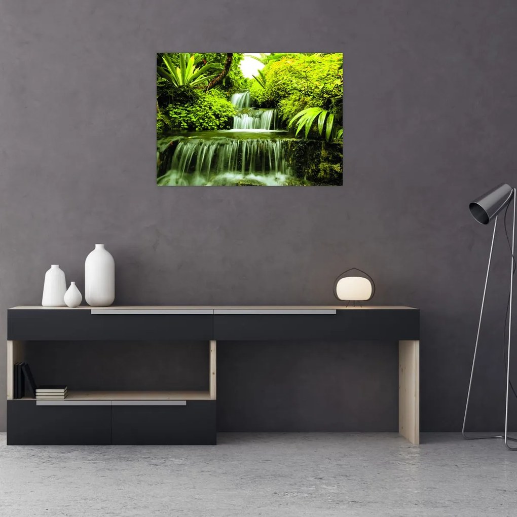 Tablou pe sticlă - Cascade indoneziene (70x50 cm)
