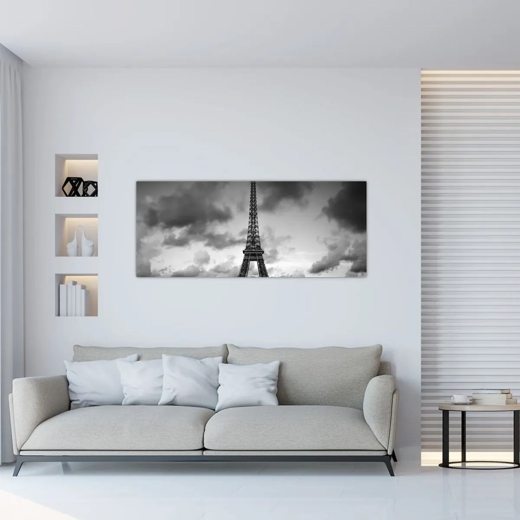 Tablou - Turnul Eiffel și mașina roșie (120x50 cm)