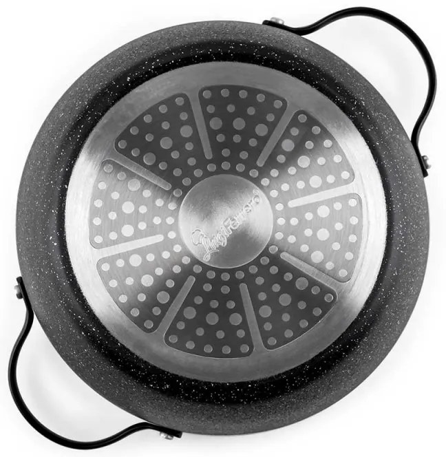 Cratiță Luigi Ferrero Symphony FR-2410, 24x11.5 cm, 4.3 l, Acoperire antiaderentă, Capac din sticlă cu gaură pentru abur, Mânere din oțel cu PVD, Inducție, Marmură neagră