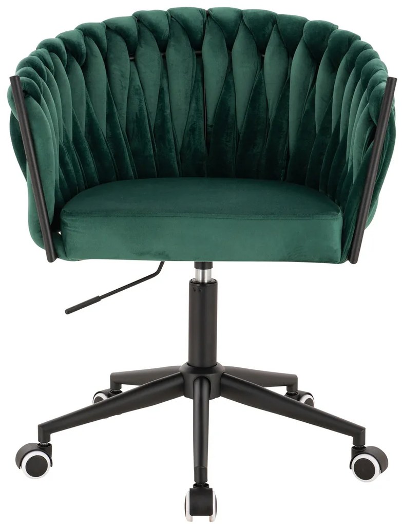 HR750K Scaun Verde din Catifea cu Bază Neagră