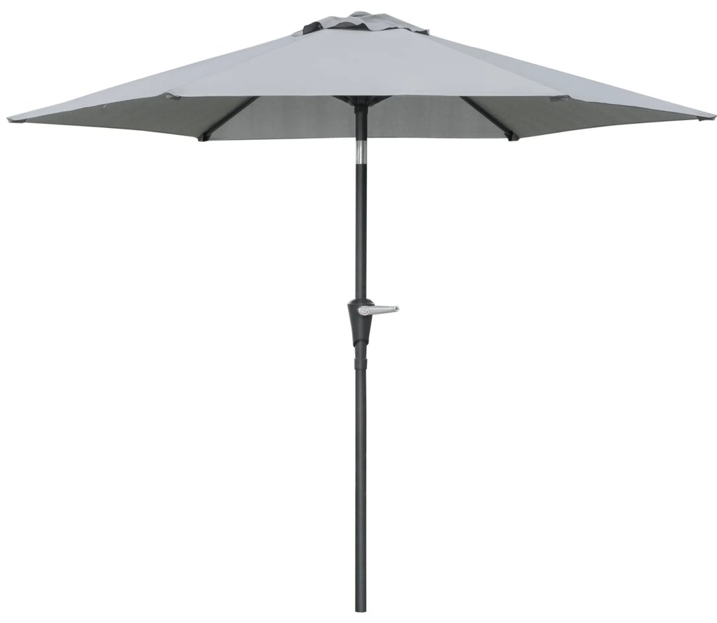 Outsunny Umbrelă Inclinabilă pentru Grădină și Terasă 2.3x2m cu Deschidere Ușoară prin Manivelă, Structură Metalică și 6 Stinghii, Gri | Aosom Romania