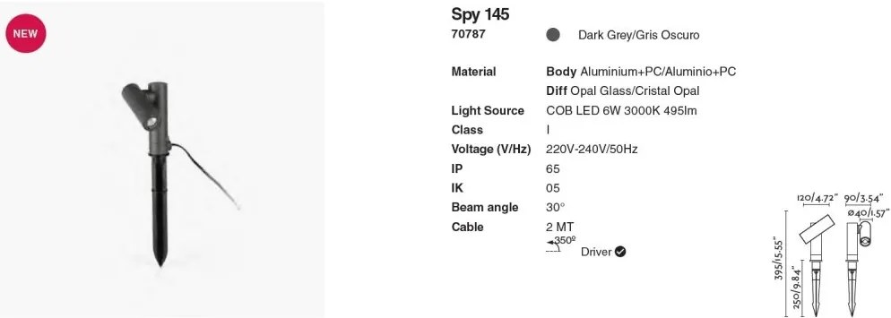 Tarus LED exterior cu proiector directionabil IP65 SPY 39,5cm