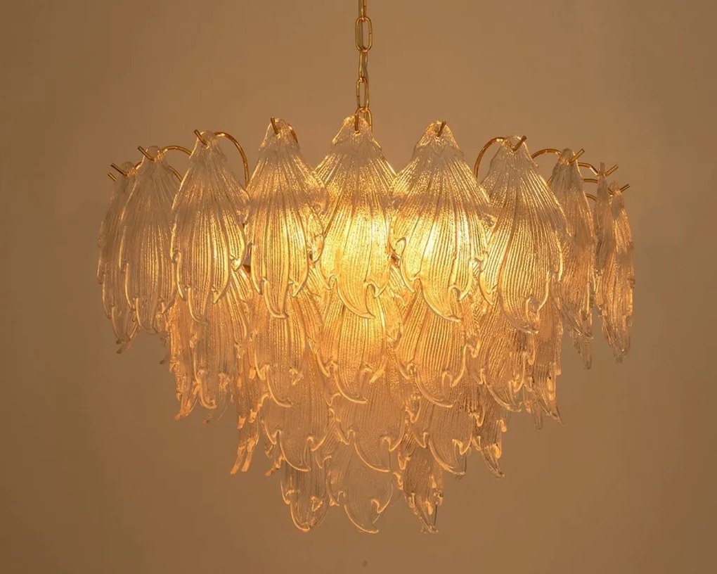 Lustra suspendata metal auriu si sticla SCARLETT 80