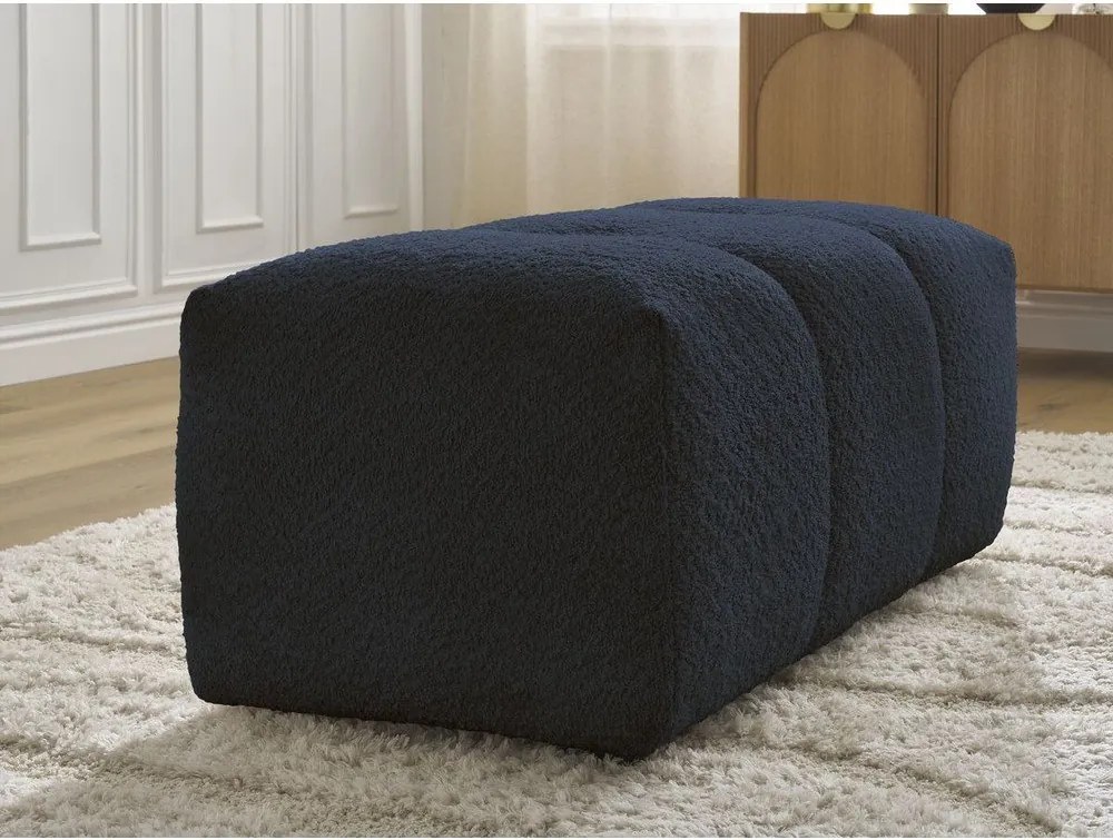 Taburet albastru cu tapițerie din țesătură bouclé Roxelane – Bobochic Paris