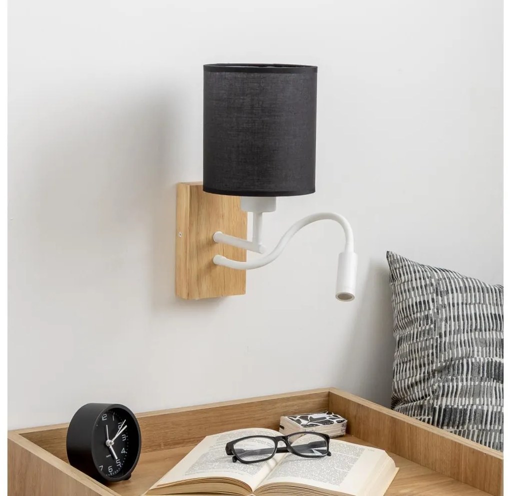 Lampă LED de perete Brilagi NUBILA WOOD 1xE27/25W/230V + LED/3W stejar/negru