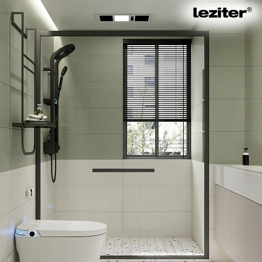 Set de duș digital Tropic cu baterie termostatică, negru