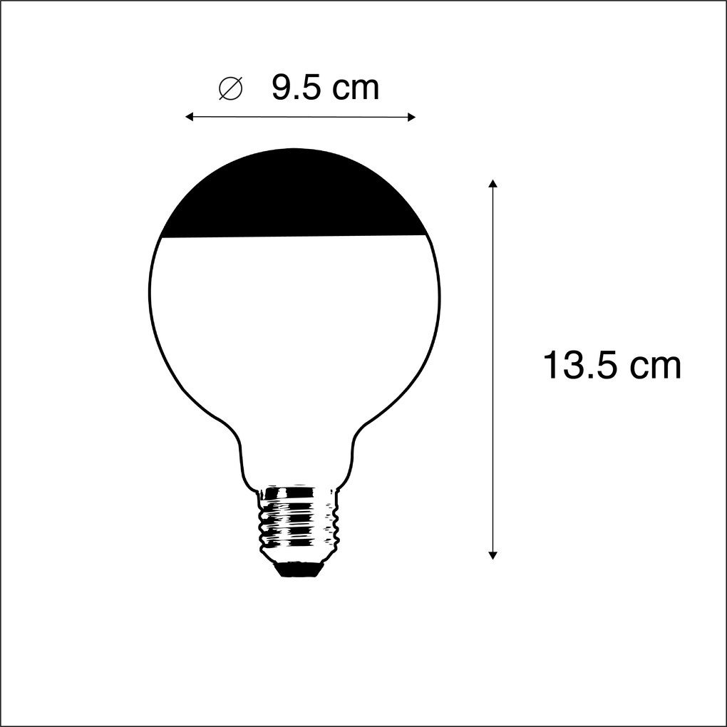 Set de 5 becuri LED cu filament reglabile E27 G95 negru 550lm 2700K
