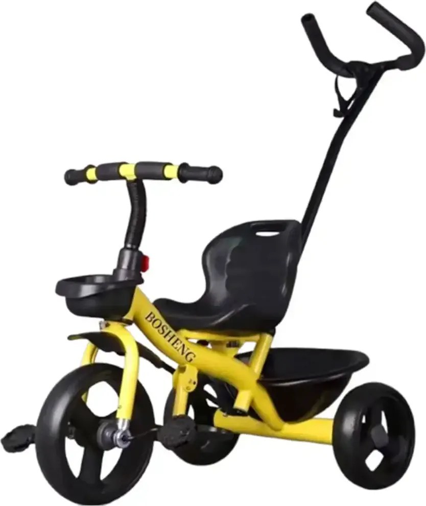 Tricicleta copii 2-6 ani cu maner parental detasabil, NBW, roti sport in 3 spite, Galben