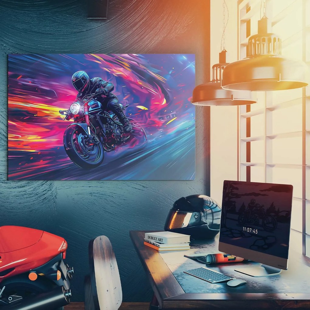 DUBLEZ | Tablou modern – Motocicletă neon