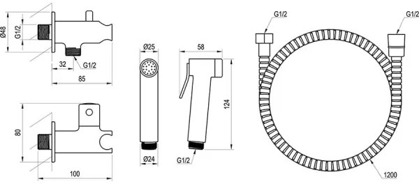 Ravak X070166 - Duș bidet manual pentru montaj încastrat, crom lucios