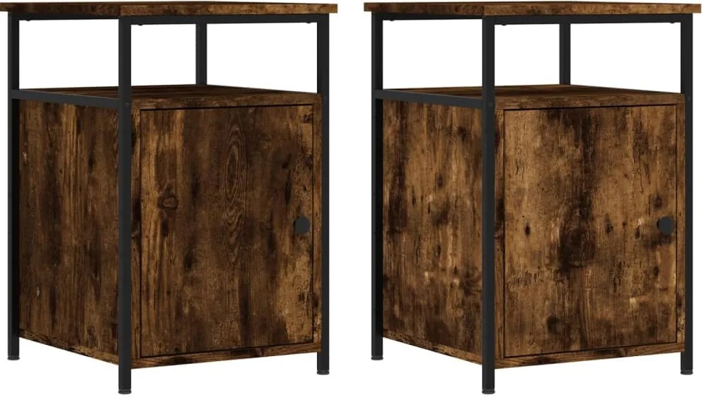 vidaXL Noptiere, 2 buc., stejar fumuriu, 40x42x60 cm, lemn prelucrat