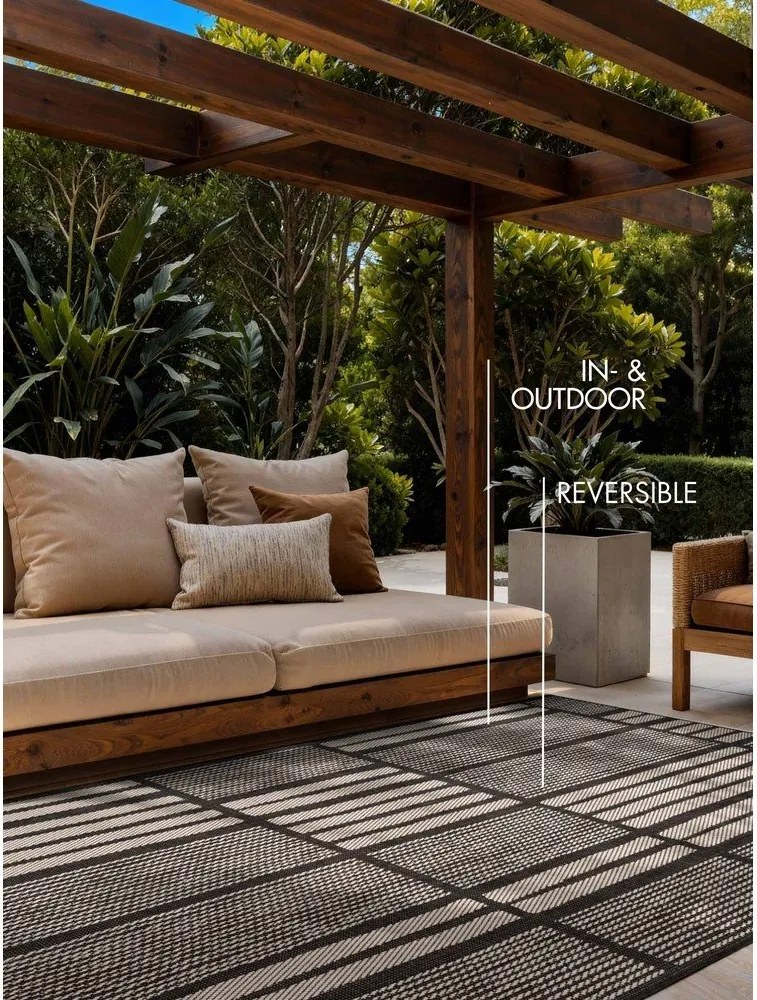 Covor pentru exterior și interior negru/crem 200x300 cm Haringey Allington – Ted Baker