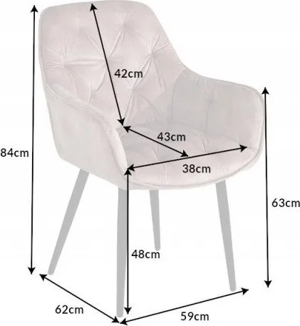 Set 2 scaune moderne Milano catifea sampanie