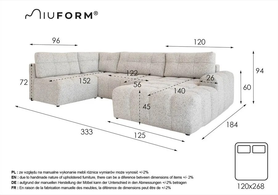 Colțar modular maro deschis extensibil/cu spațiu de depozitare (cu colț pe partea stângă) Lulu – Miuform
