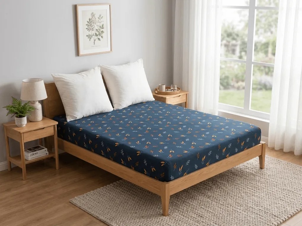 Cearsaf din microfibra LUNERIS albastru 90x200 cm