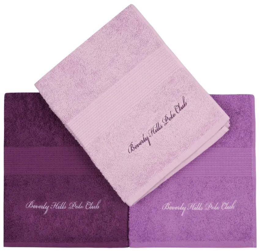 Set 3 prosoape baie 50x100cm Beverly Hills Polo Club Lilac/Purple