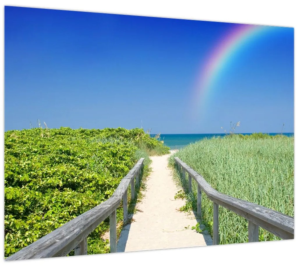 Tablou - Peisaj și curcubeu (70x50 cm)