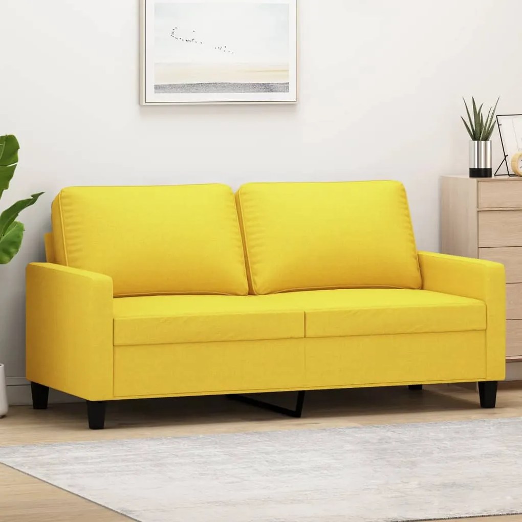 vidaXL Canapea cu 2 locuri, galben deschis, 140 cm, material textil