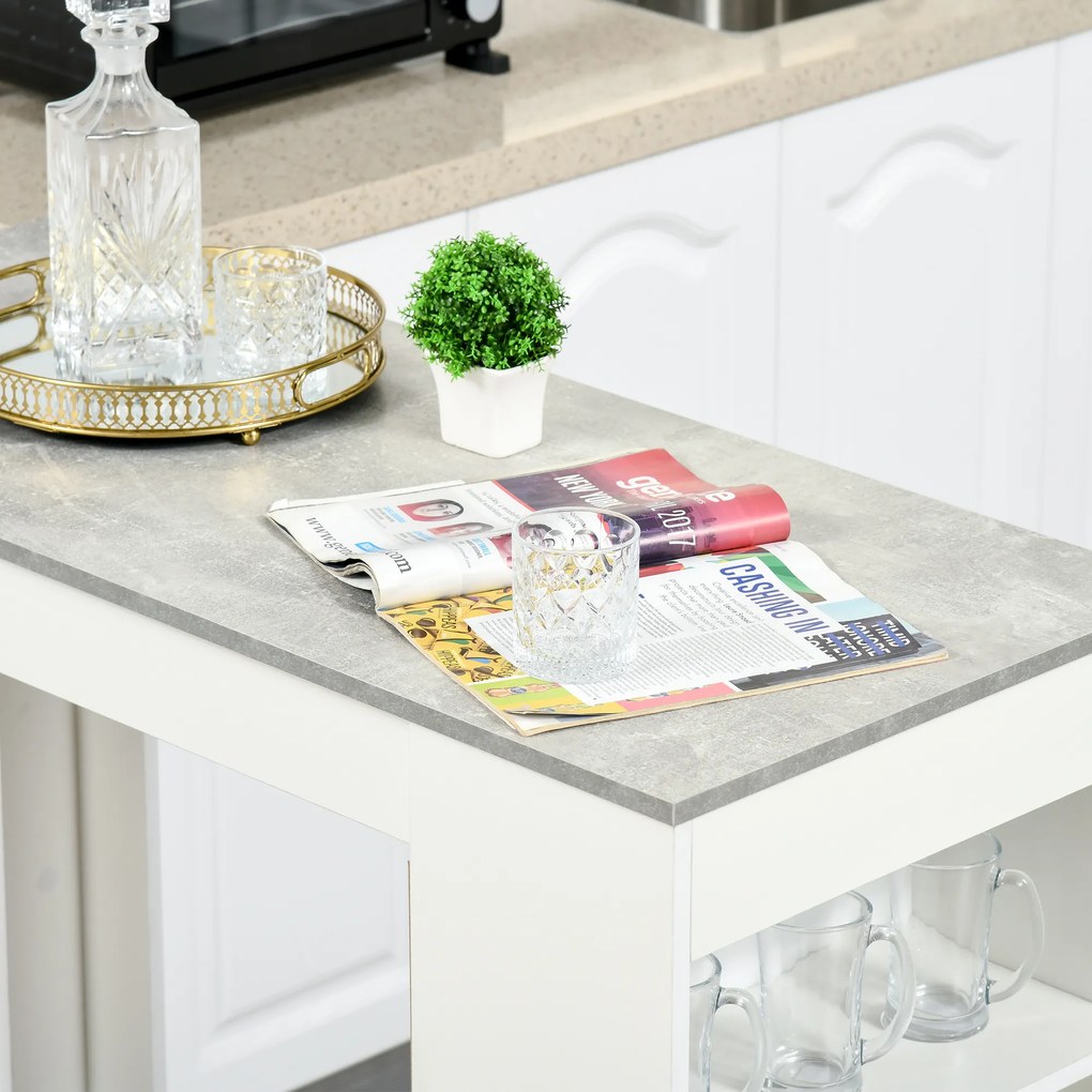 HOMCOM Masă de Bar Masă Înaltă Tip Bistró de Bucătărie cu Raft de 4 Nivele Stil Modern din Melamină pentru Dining Sufragerie 115x50x102,7 cm Alb și Gri | Aosom Romania