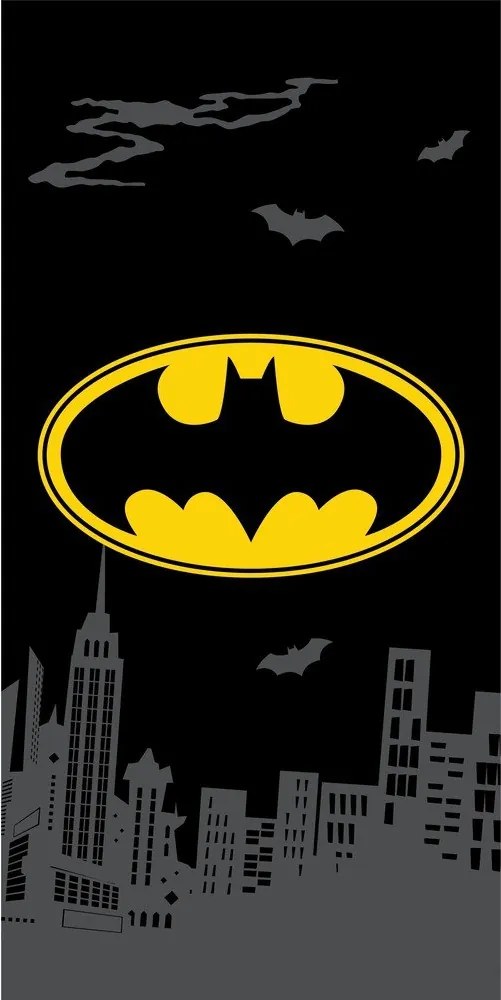 Prosop pentru copii negru din bumbac 70x140 cm Batman "The Emblem" – Jerry Fabrics