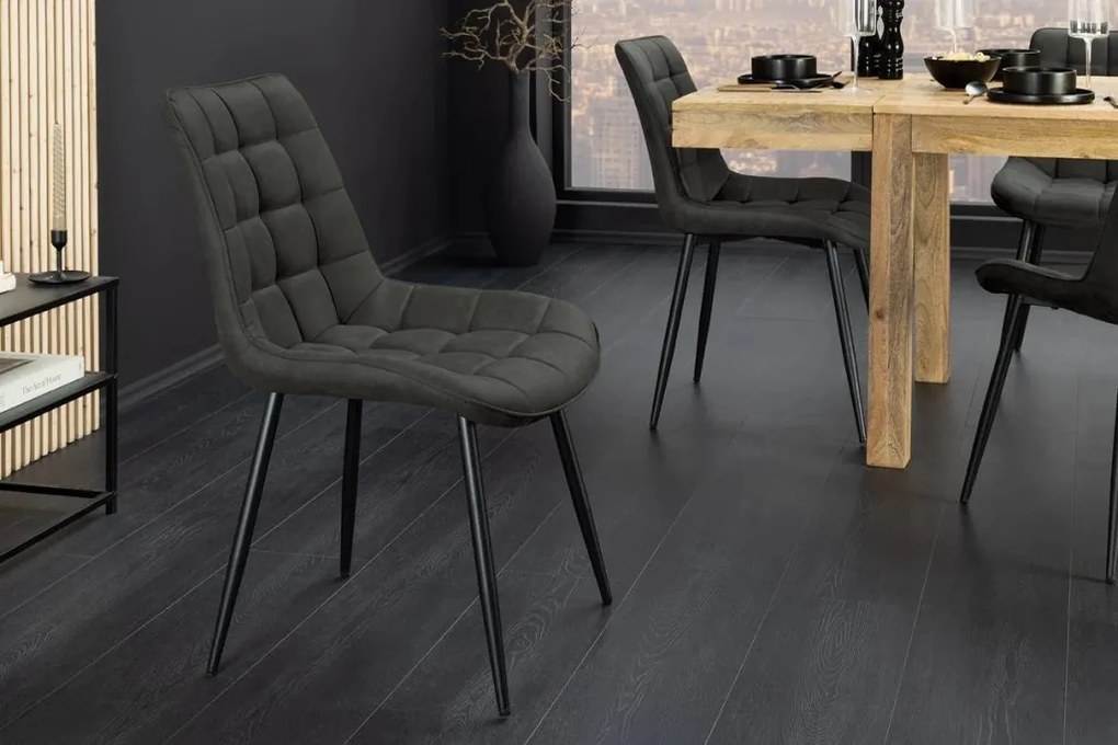 Set de 4 scaune ROADSTAR microfibra gri inchis