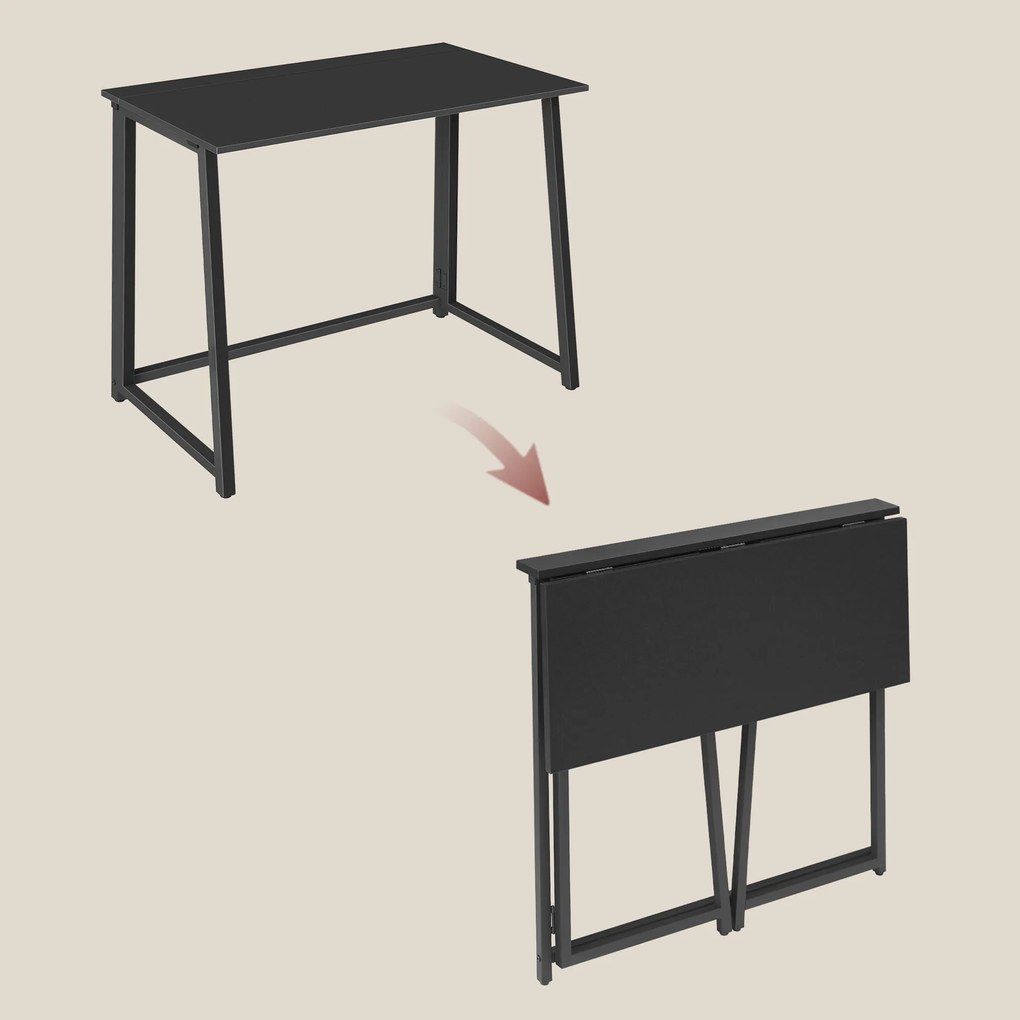 Set pentru birou – birou pliabil ZARIMO 80×40 cm negru + scaun de birou AVOLA VELVET gri