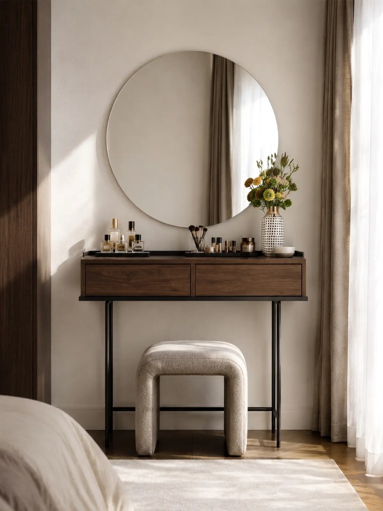 Masa toaletă Zenar 100 cm cu sertare - nuc elegant / negru