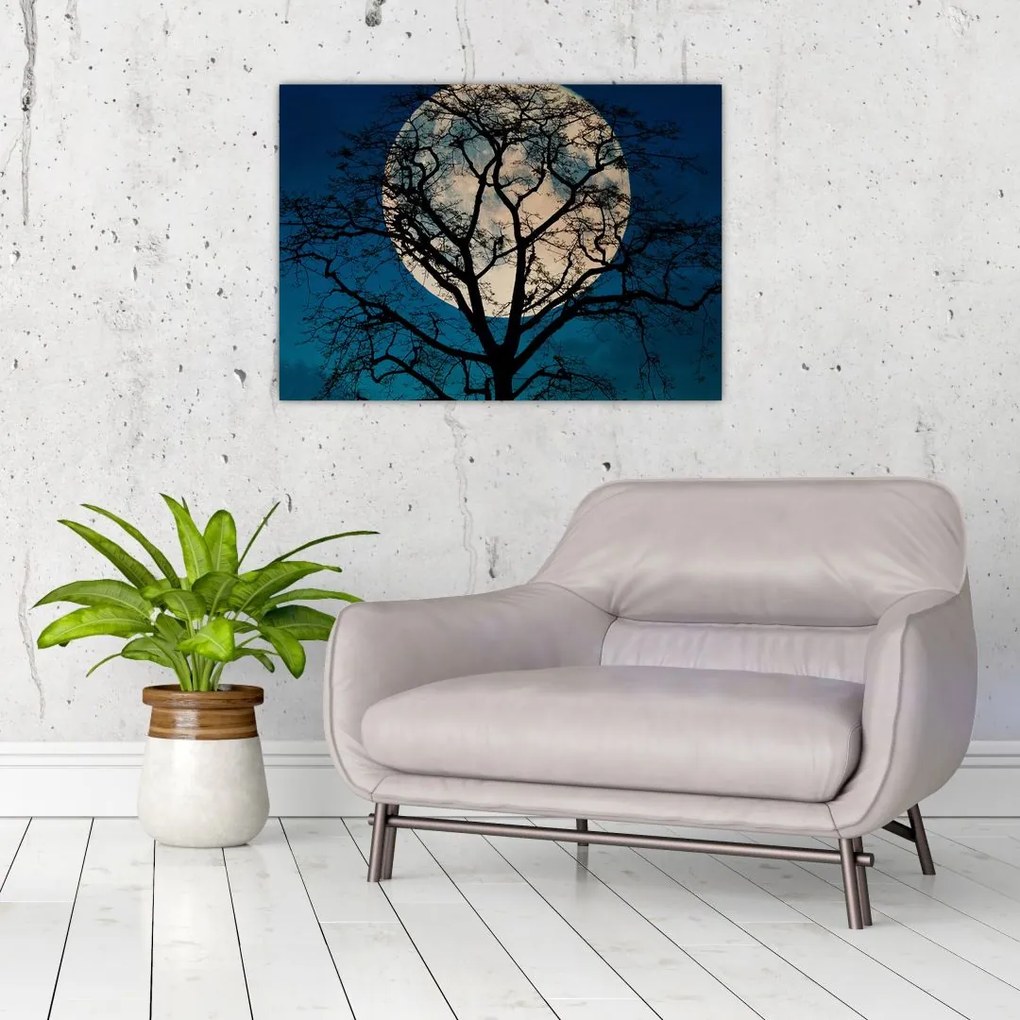 Tablou copacului cu lună plină (70x50 cm), în 40 de alte dimensiuni noi