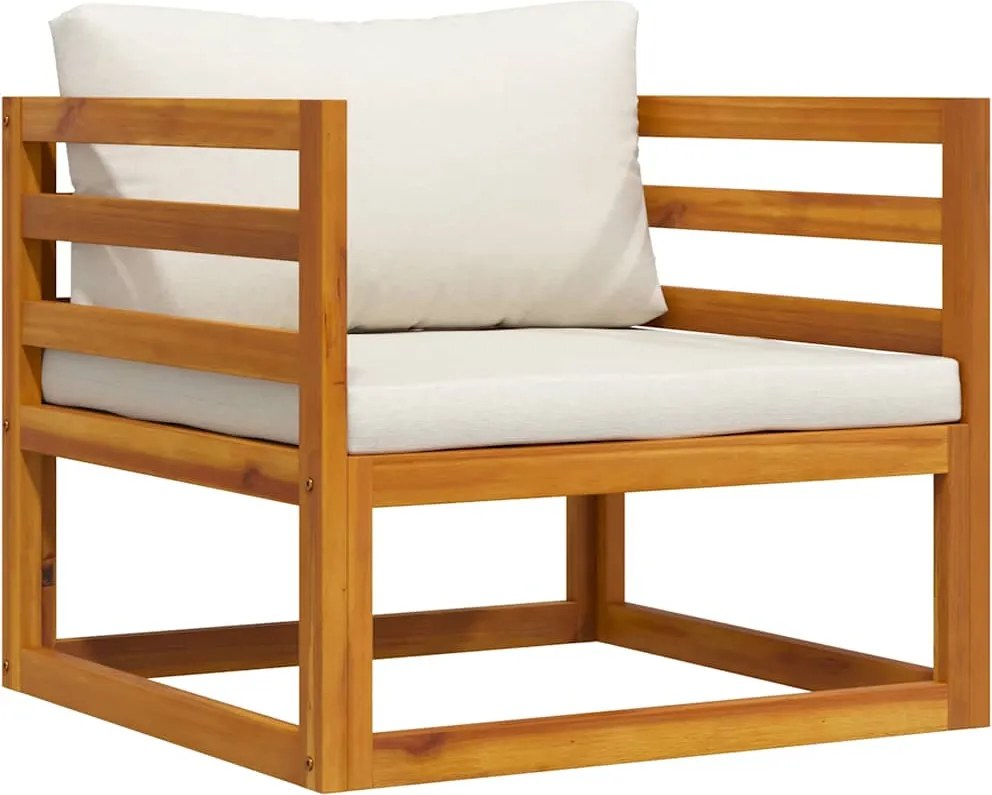 vidaXL Scaun de grădină cu perne crem, lemn masiv de acacia