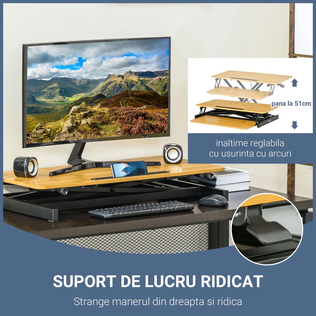 Vinsetto suport reglabil pentru monitor, tastatura si mouse | AOSOM RO