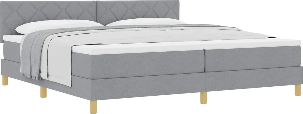 vidaXL Pat cu arcuri cu saltea Gri deschis 200 x 200 cm țesătură