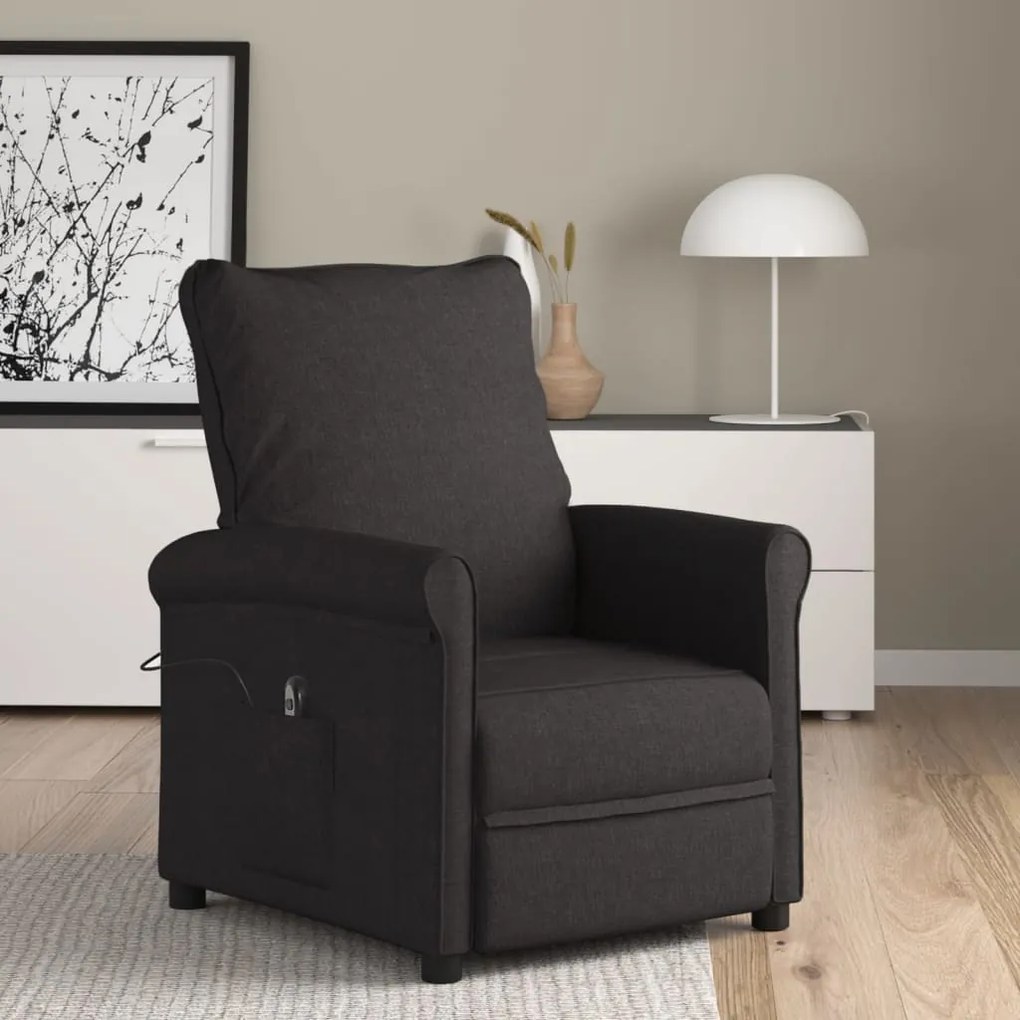 3098415 vidaXL Fotoliu rabatabil electric, negru, material textil