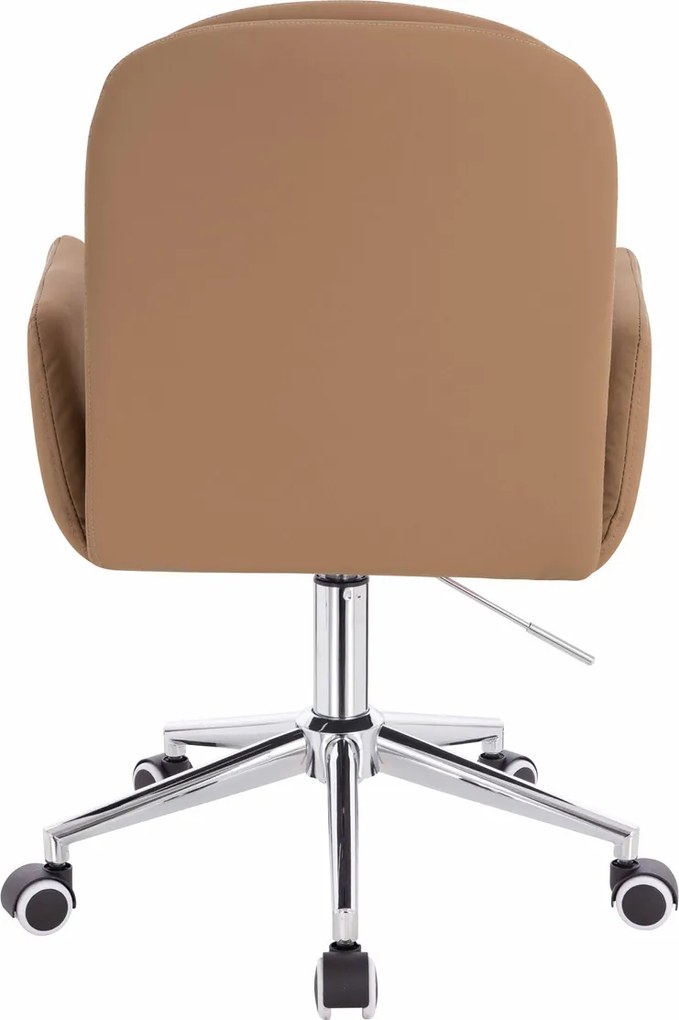 HR480K Scaun Caramel Piele Ecologica Premium Soft cu Bază Cromata