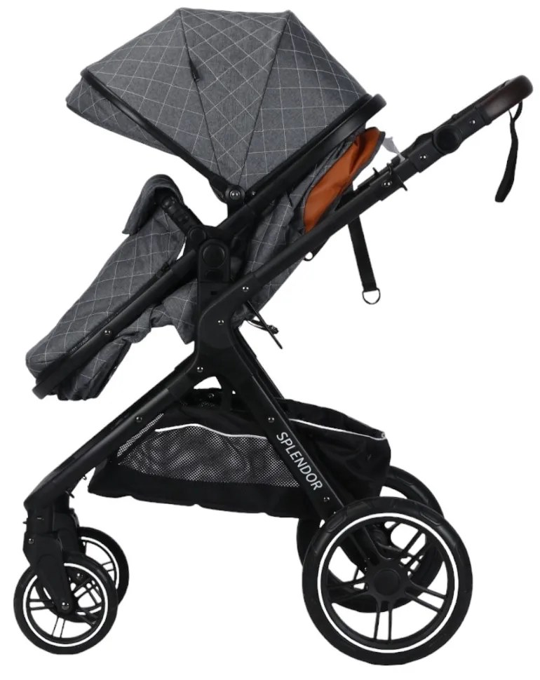 Carucior nou nascuti 2 in 1 NOVOKIDS™ X1000 series, Cu geanta bebe, Cadru Aluminiu, Amortizoare, Roti din cauciuc plin AVE, Landou, Spatar reglabil 3