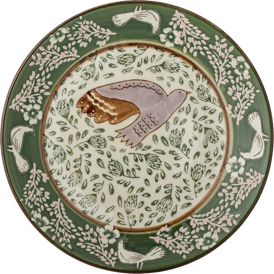 Farfurie din ceramică cu păsări și motive florale pictate manual, 16×2 cm, „Hezha"