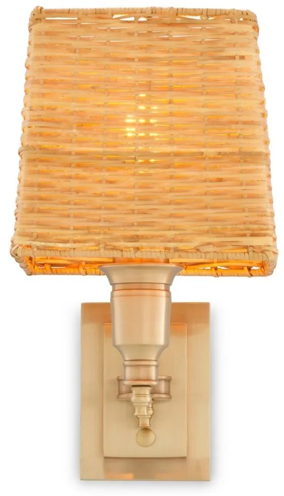 Aplica de perete LUX cu abajur din ratan Lexington alama antic