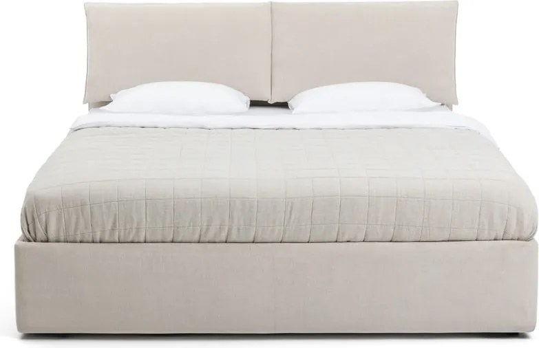 Pat dublu tapițat bej cu spațiu de depozitare cu saltea/ somieră 180x200 cm Thessa Pillow - Bonami Selection