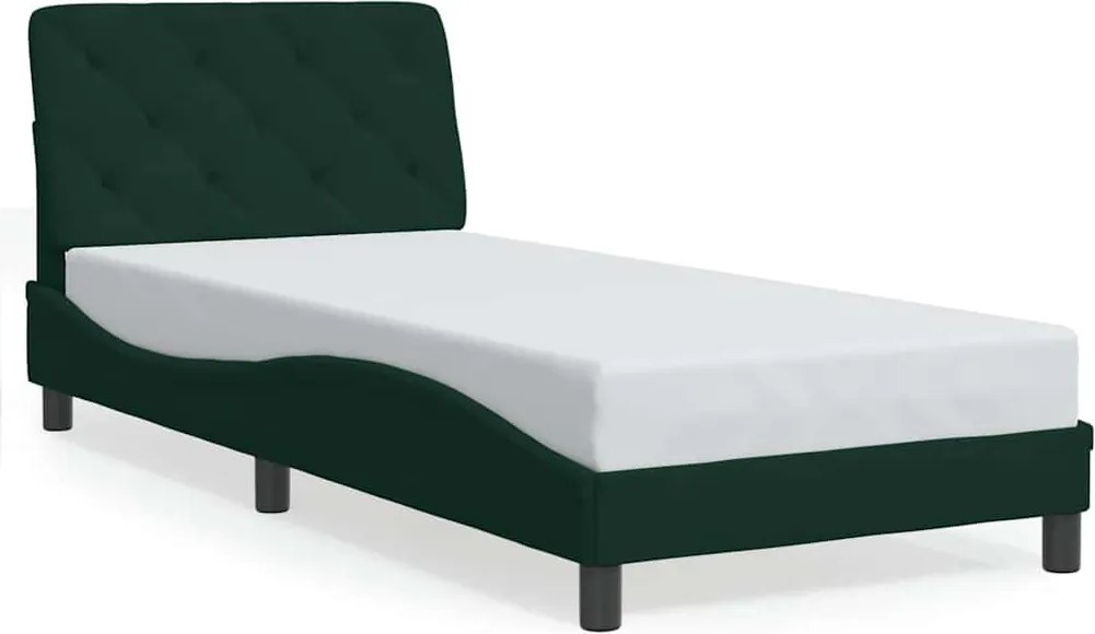 vidaXL Cadru de pat fără saltea, verde închis, 90x190 cm, catifea