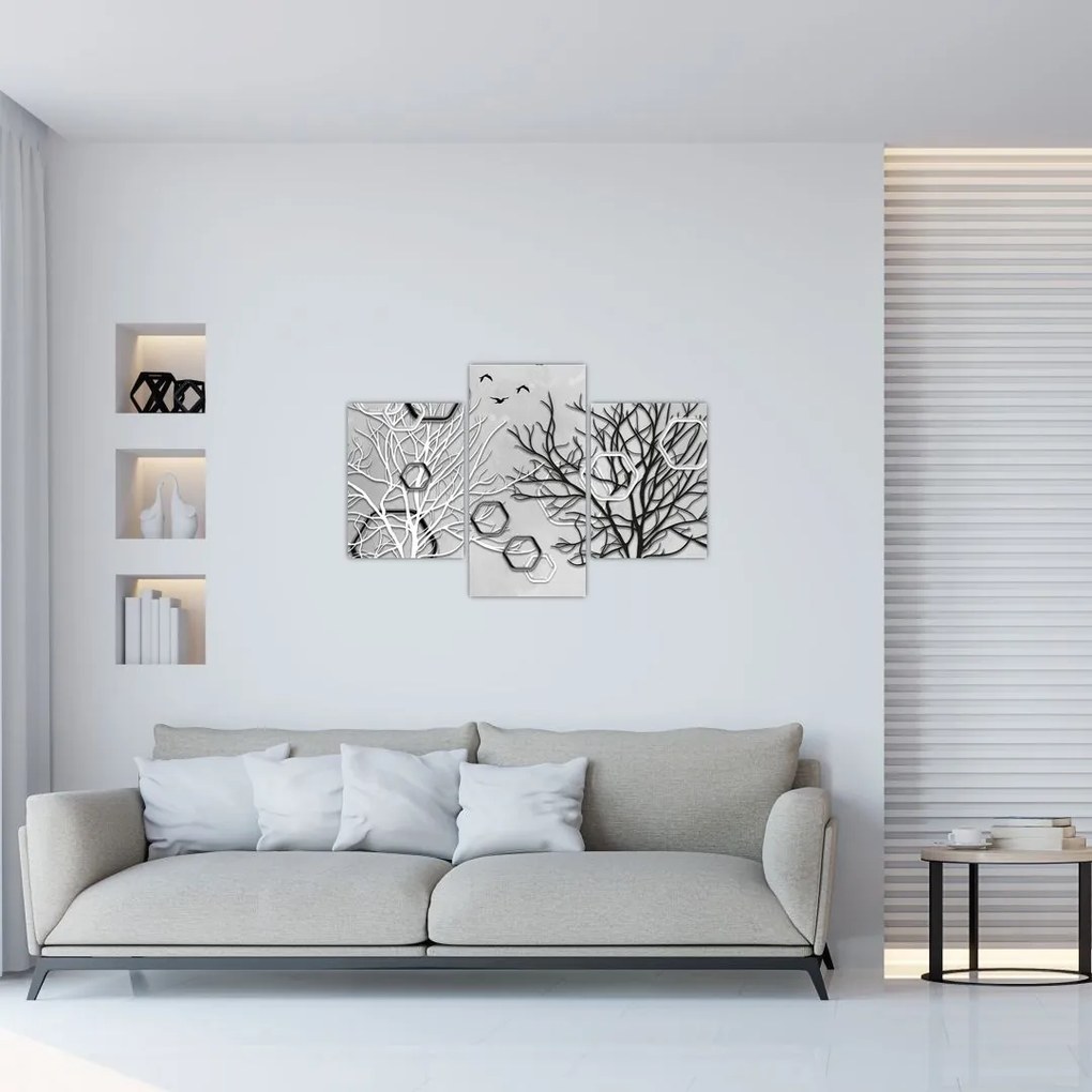 Tablou abstract cu pomi (90x60 cm)