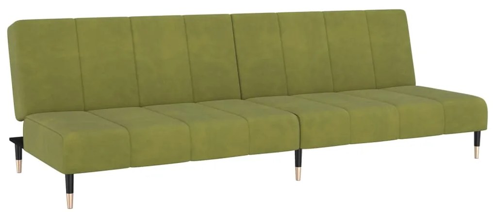337574 vidaXL Canapea extensibilă cu 2 locuri, verde deschis, catifea